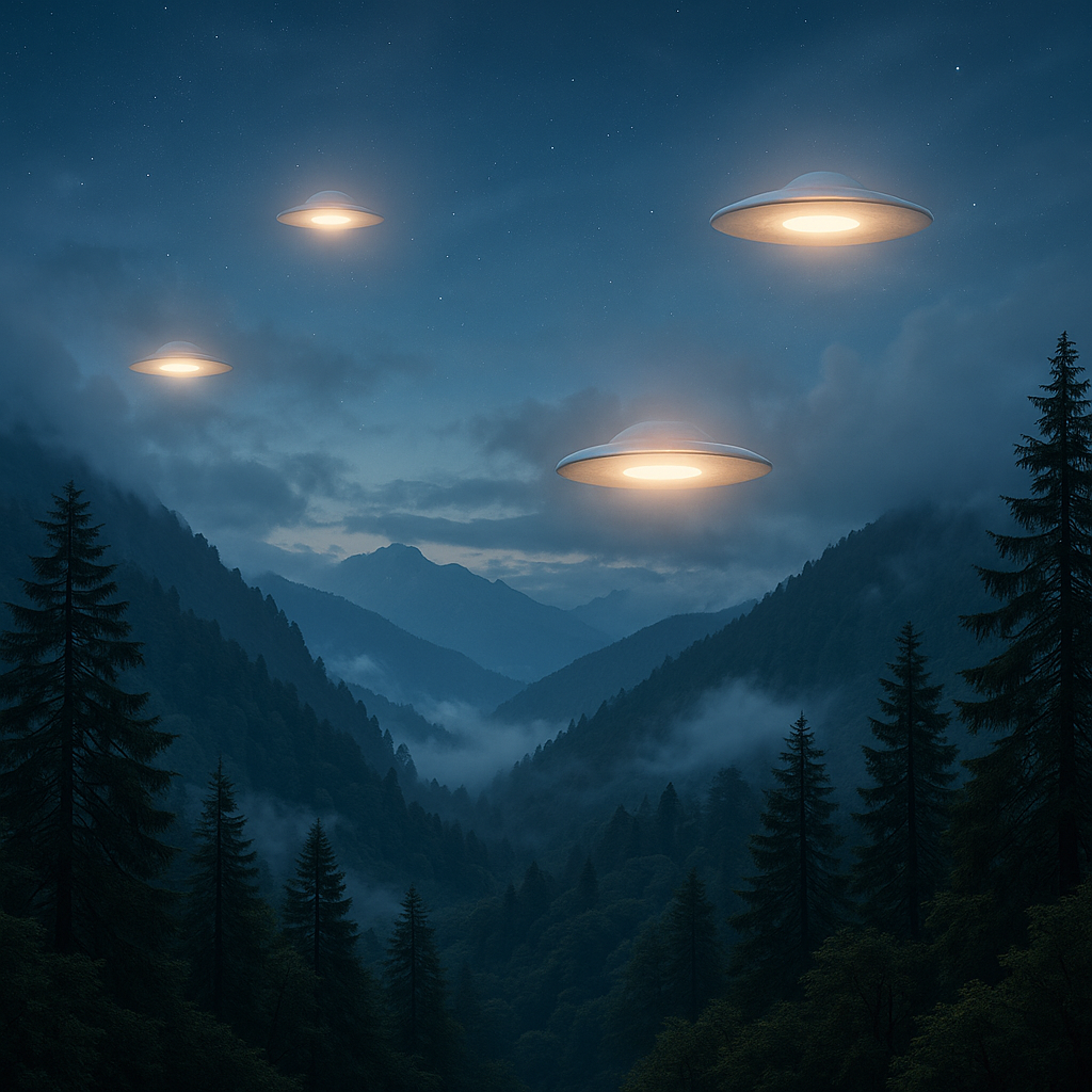 🛸 Aerial Ballet Over the Himalayas: Four Disks Stun Night Hikers