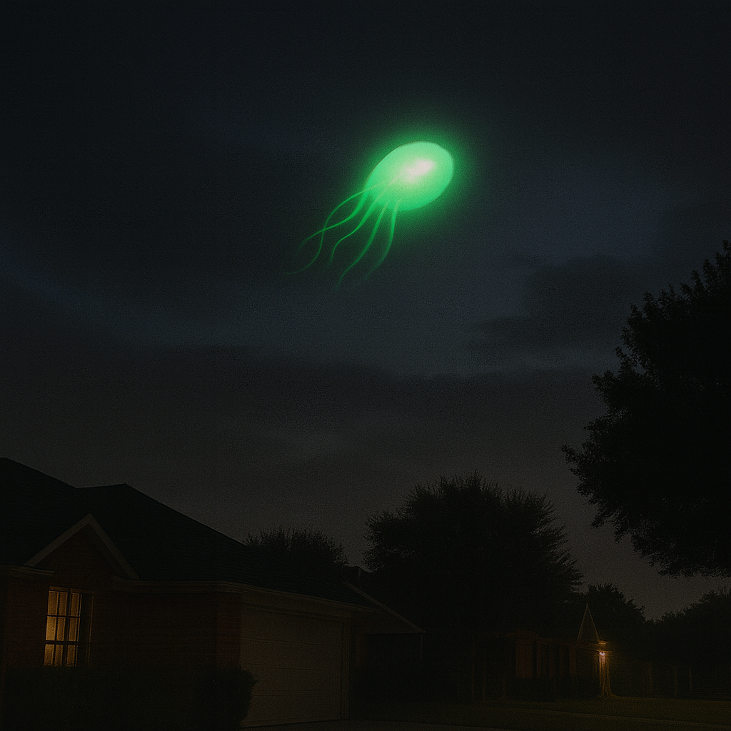 🦑 Night of the Squid: Bizarre Shape Drifts Over Dallas Sky